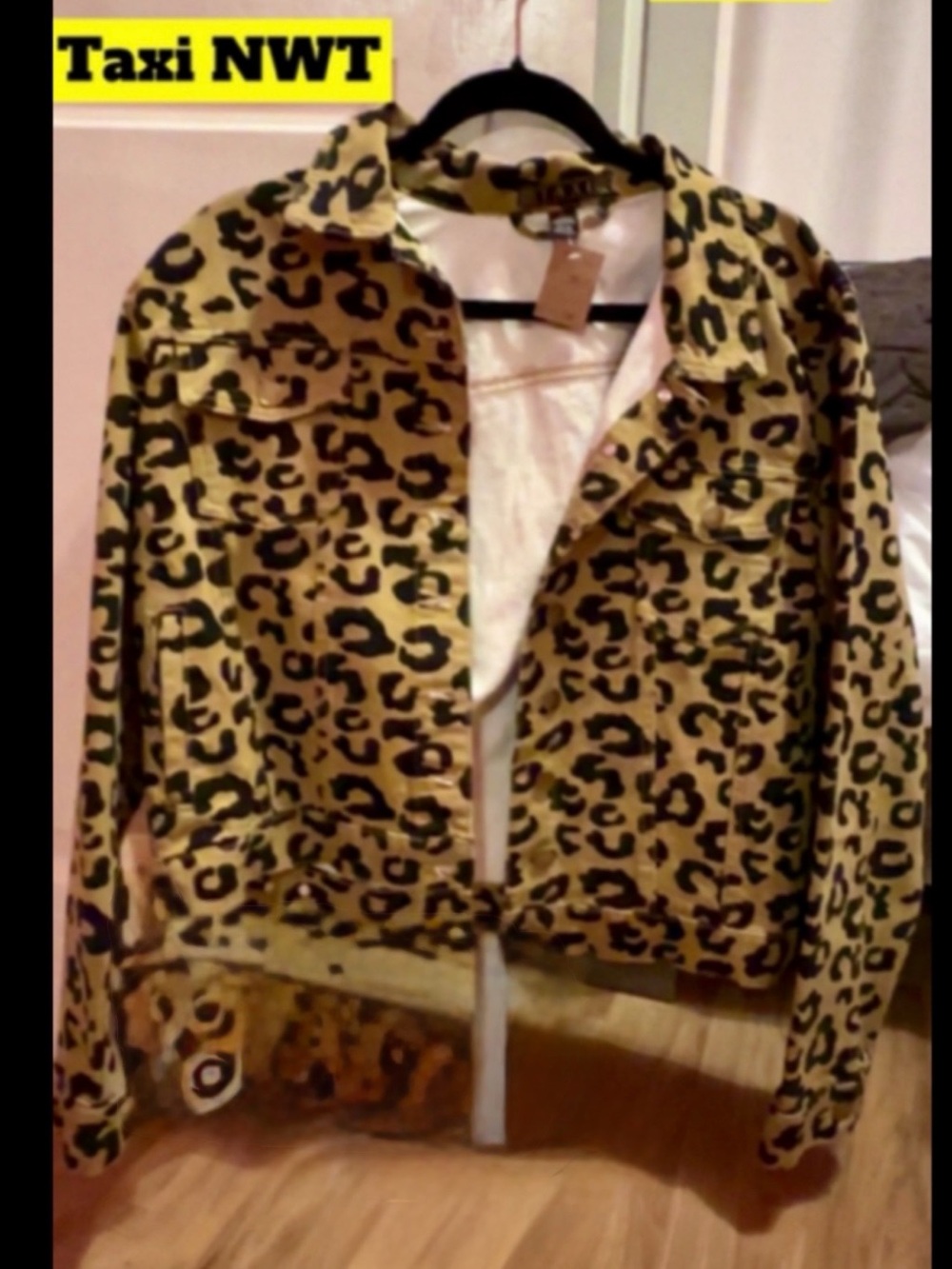 Leopard Print Jean Jacket in Tan and Black